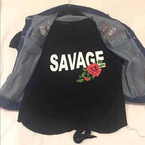 Top + jean sleeveless jacket